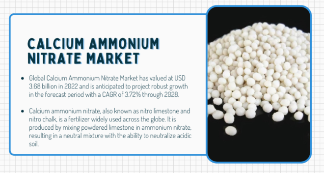 The Global Calcium Ammonium Nitrate Market hit $3.68B in 2022, expected to increase at 3.27% CAGR from 2024 to 2028. Free Sample.