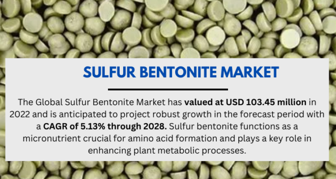 The Sulfur Bentonite Market reached USD 103.45 million in 2022 and is projected to grow at a 5.13% CAGR from 2024 to 2028.