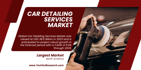 Global Car Detailing Services Market stood at USD 38.5 Billion in 2023 and may grow in the forecast with a CAGR of 5.6% by 2029