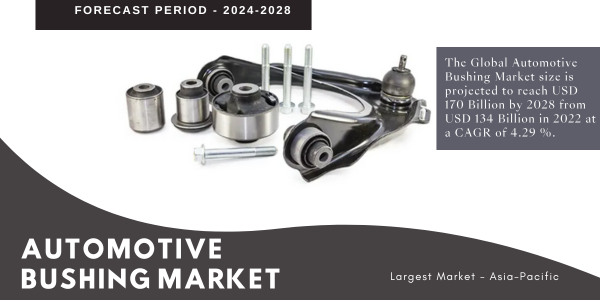 The Global Automotive Bushing Market size may reach USD 170 Billion by 2028 from USD 134 Billion in 2022 at a CAGR of 4.29 %.