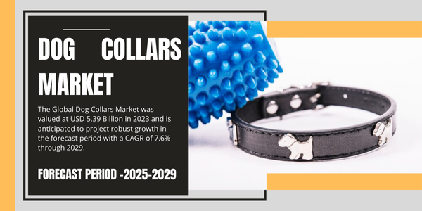 The Global Dog Collars Market was valued at USD 5.39 Billion in 2023 and may grow in the forecast with a CAGR of 7.6% by 2029.