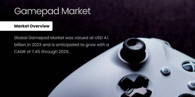 Global Gamepad Market was valued at USD 4.1 billion in 2023 and is anticipated to grow with a CAGR of 7.4% through 2029.