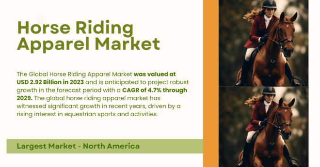 The Global Horse Riding Apparel Market stood at USD 2.92 Billion and may grow in the forecast with a CAGR of 4.7% by 2029.