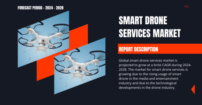 The global smart drone services market may grow due to the rising usage of drone in the media and entertainment industry.