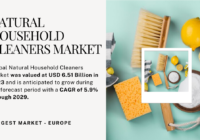 Global Natural Household Cleaners Market stood at USD 6.51 Billion and may grow during the forecast with a CAGR of 5.9% by 2029.