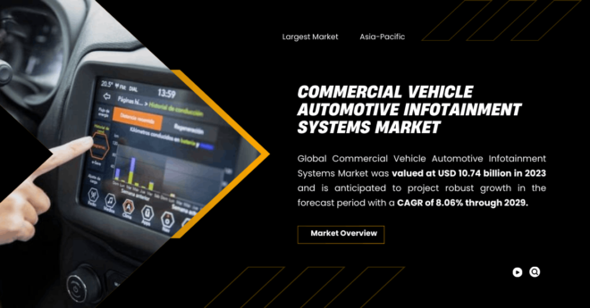 The Global Commercial Vehicle Automotive Infotainment Systems Market stood at USD 10.74 billion and may grow with a CAGR of 8.06% by 2029.