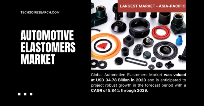 Global Automotive Elastomers Market was valued at USD 34.78 Billion in 2023 and may grow in the forecast with a CAGR of 5.84% by 2029.