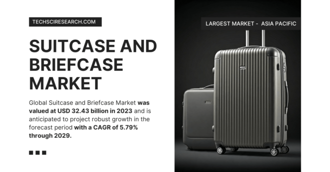 The Global Suitcase and Briefcase Market was valued at USD 32.43 billion and may grow in the forecast with a CAGR of 5.79% by 2029.